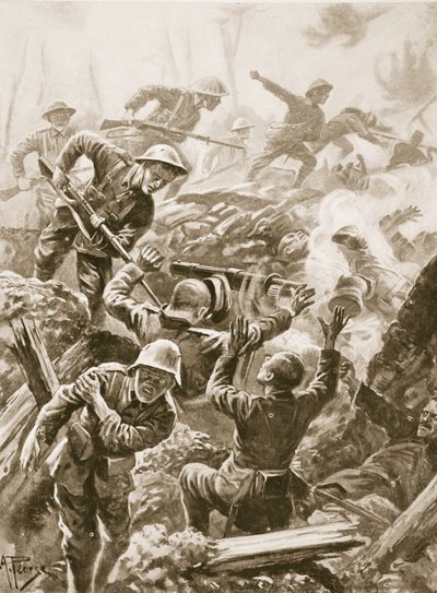 Sergeant R. Downie greift ein Geschützteam an und tötet es und erobert die Kanone von Alfred Pearse